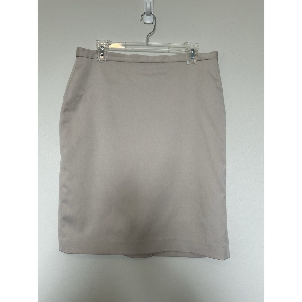 Anne Klein Woman's Beige Lined Back Slit Short Carrer Back Zipper Skirt Size 10